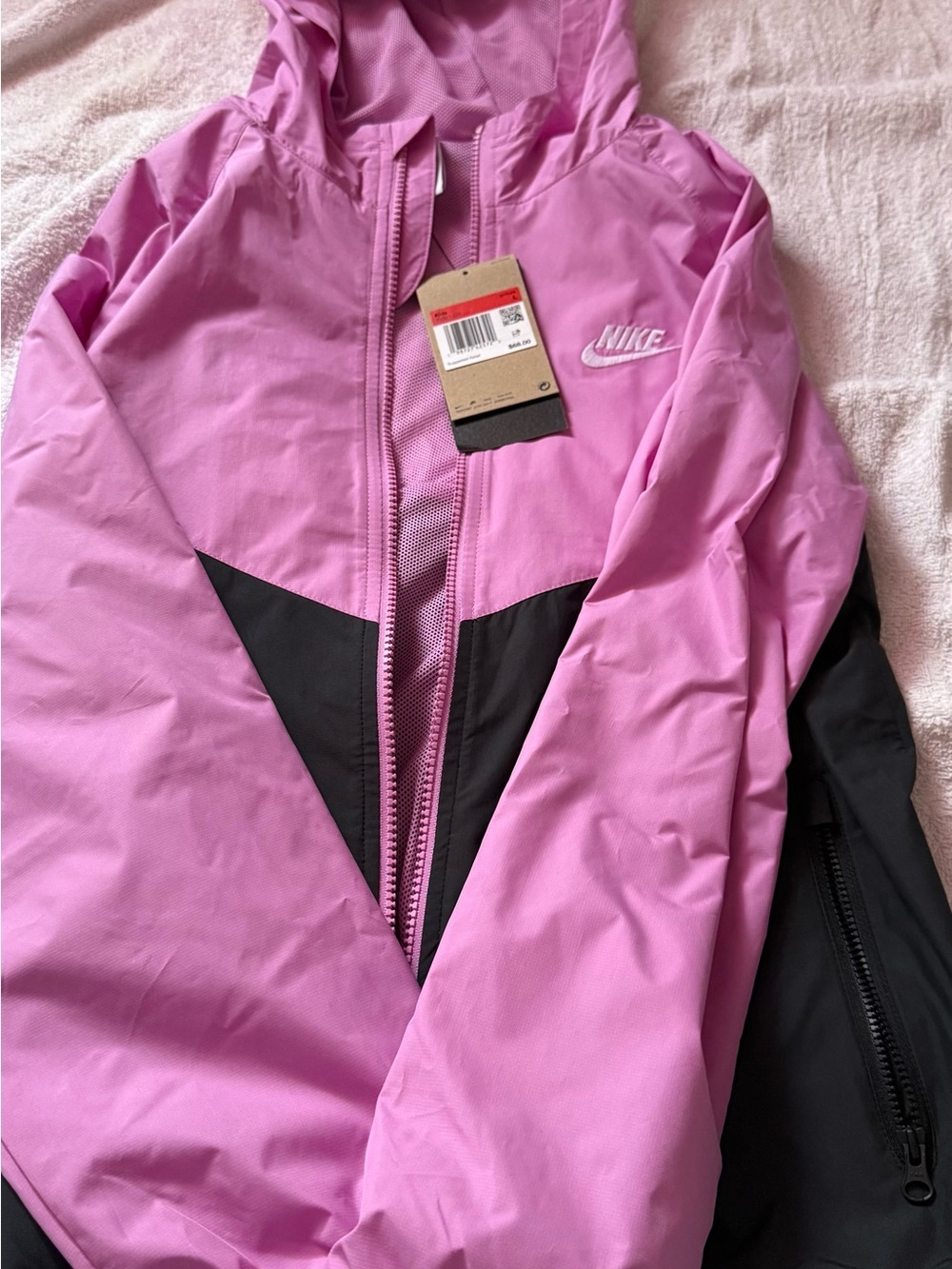 Nike Women's Pink and Black Hooded Ski Jacket